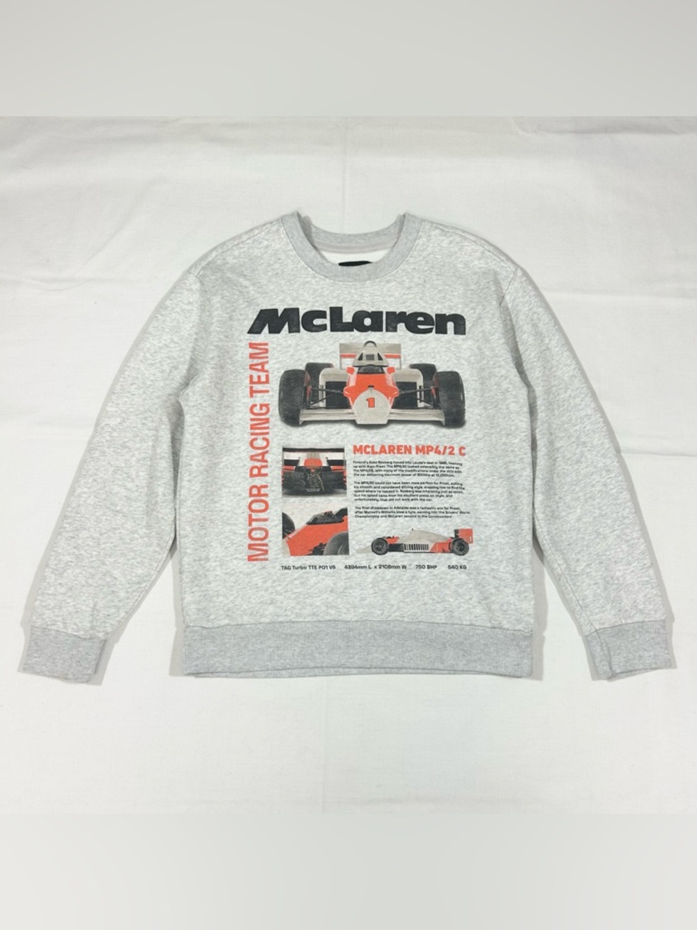 Hollister McLaren Formula 1 Mens XS Sweatshirt Gray Speckled Graphic Racing MP4